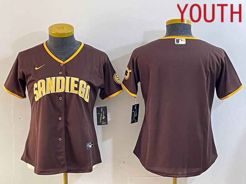 Youth San Diego Padres Blank Browm Game 2024 Nike MLB Jersey style 2->youth mlb jersey->Youth Jersey